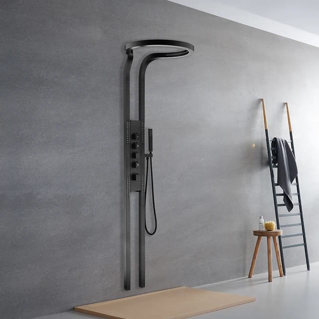 Panel de Dus Lux Imperial, Efect de Ploaie, 5 Functii Hidromasaj , Negru