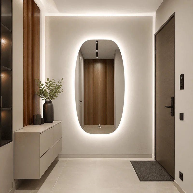 Oglindă LED Ovala Premium 60×90 cm, 3 Tipuri de Lumină – Calda, Rece, Neutra