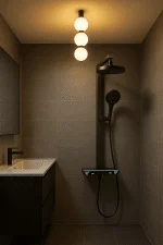 Panel de Dus Lux cu LED, Efect de Ploaie, 3 Functii Apa, Filtru anticalcar, Afisaj Digital Ceas + Temperatura, Negru Mat