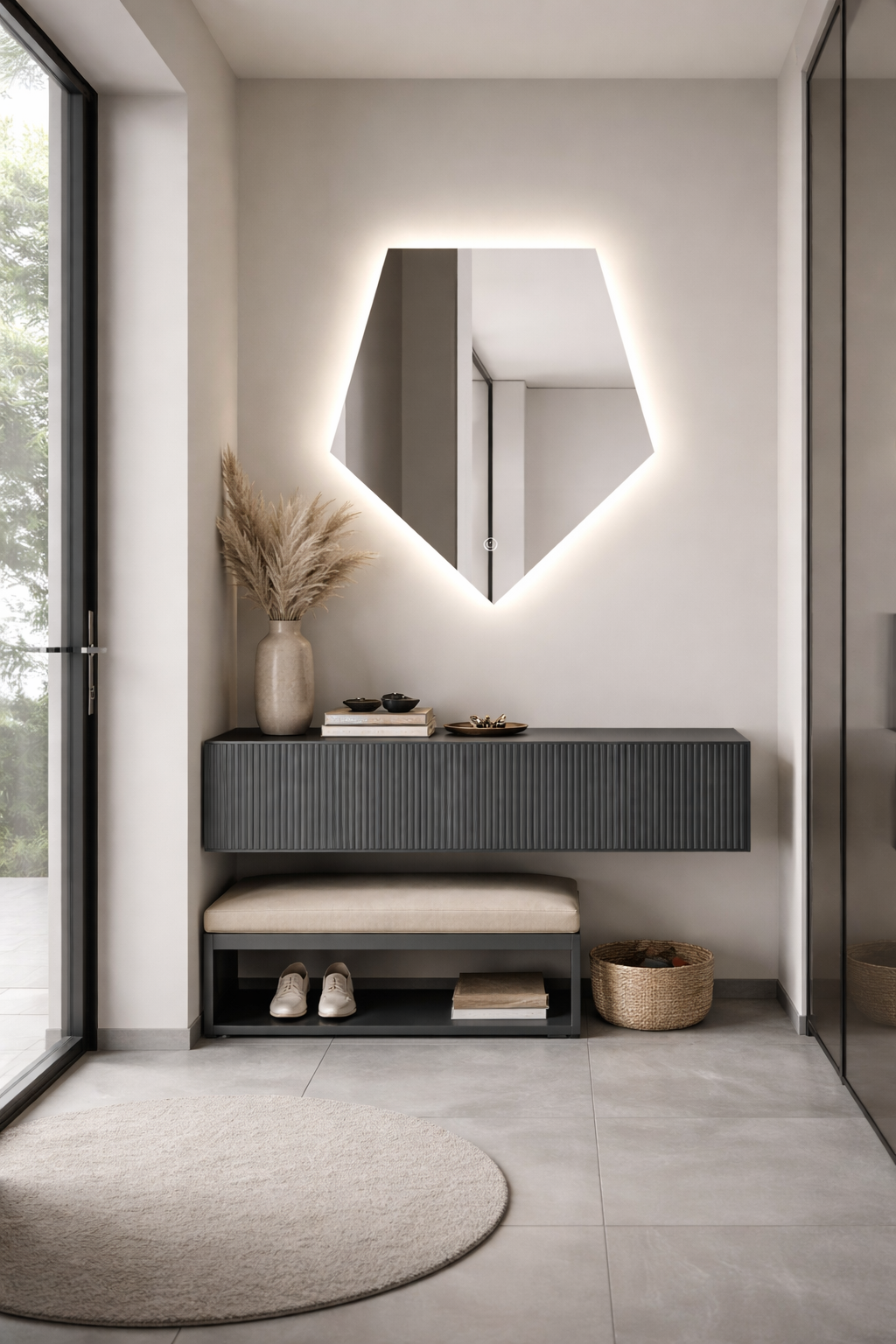 Oglinda LED Diamant Premium 80×90 cm, Touch, 3 Tipuri Lumina – Calda, Rece, Naturala
