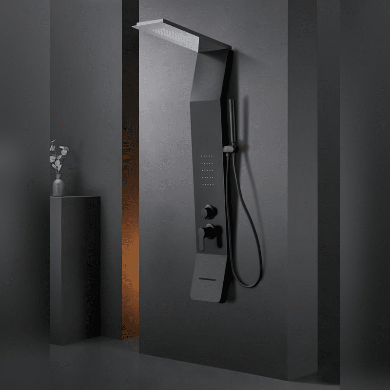 Panel de Dus Shark cu Efect de Ploaie si Jeturi cu Masaj, Negru Mat