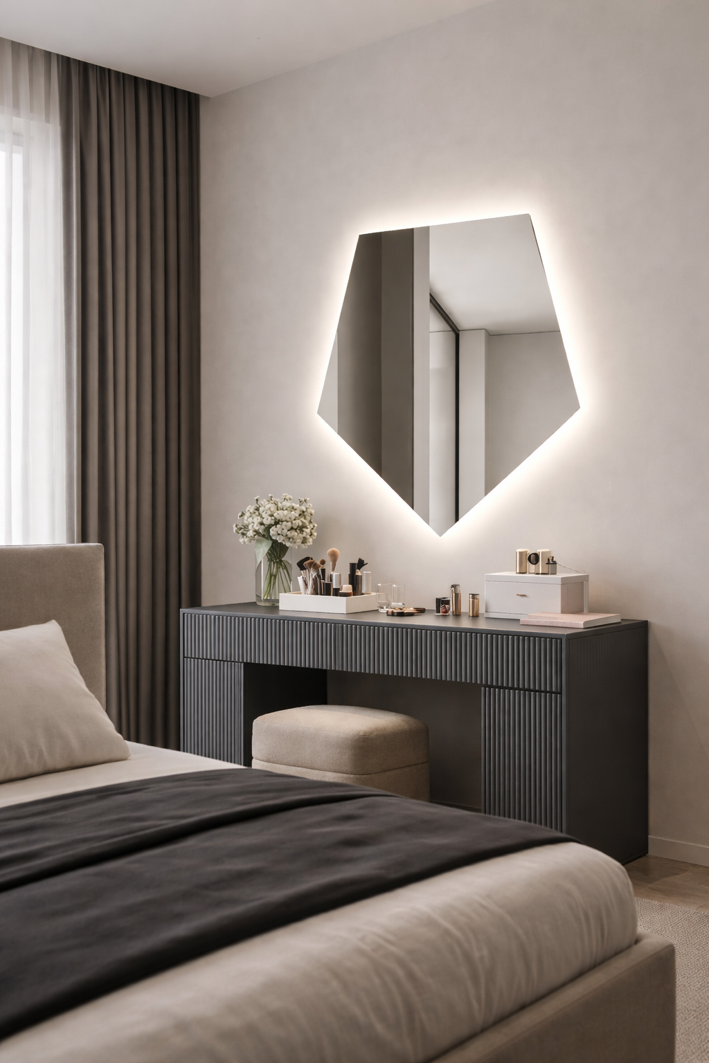 Oglinda LED Diamant Premium 80×90 cm, Touch, 3 Tipuri Lumina – Calda, Rece, Naturala