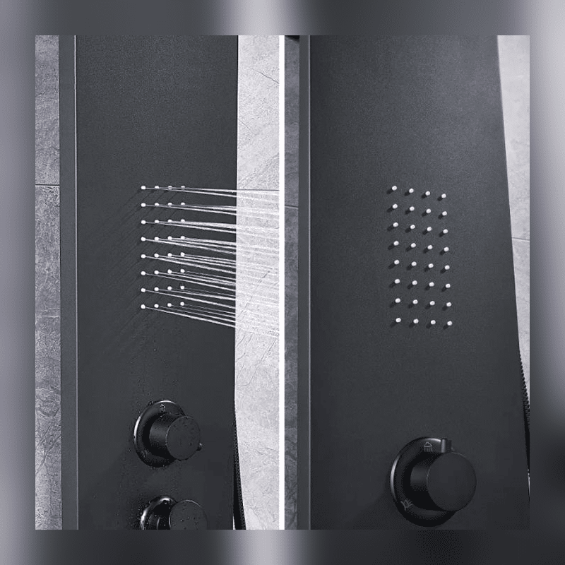 Panel de Dus Shark cu Efect de Ploaie si Jeturi cu Masaj, Negru Mat