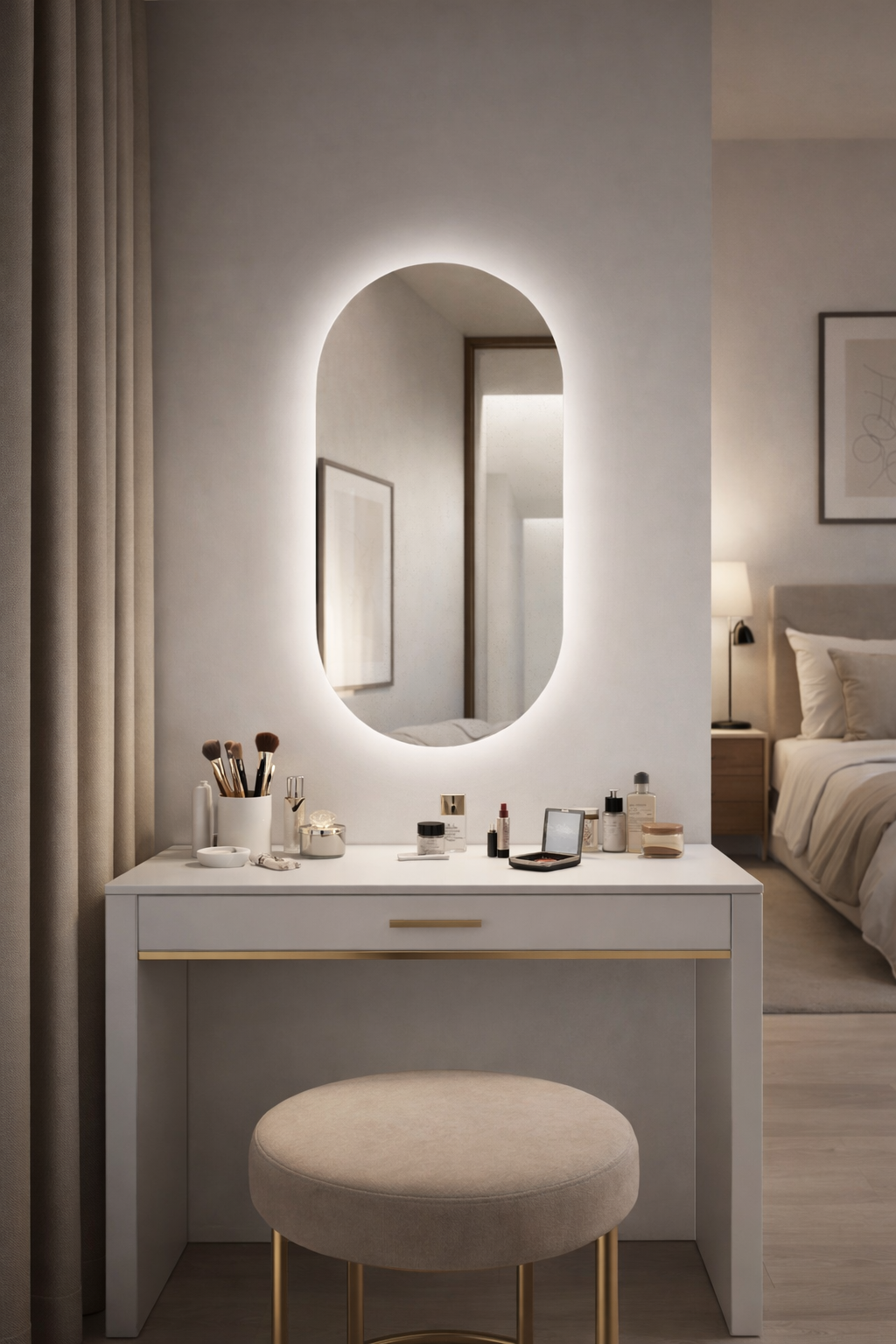 Oglinda LED Ovala Premium 60×100 cm, 3 Tipuri de Lumina – Calda, Rece, Neutra