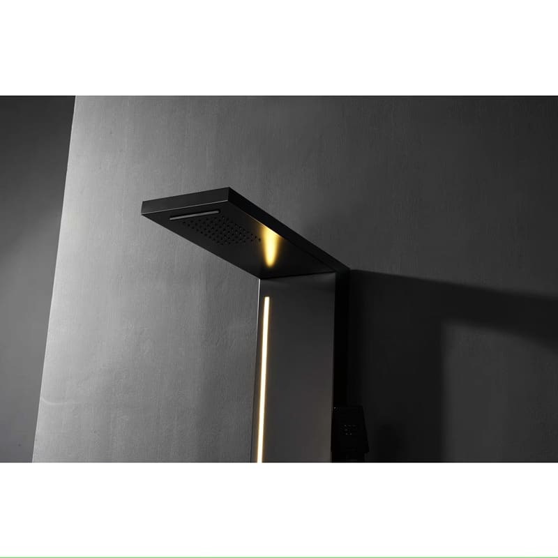 Panel de Dus cu Efect de Ploaie si Jeturi cu Masaj, LED Incorporat, Negru Mat