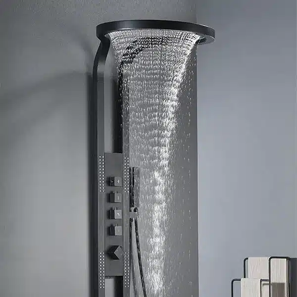 Panel de Dus Lux Imperial, Efect de Ploaie, 5 Functii Hidromasaj , Negru