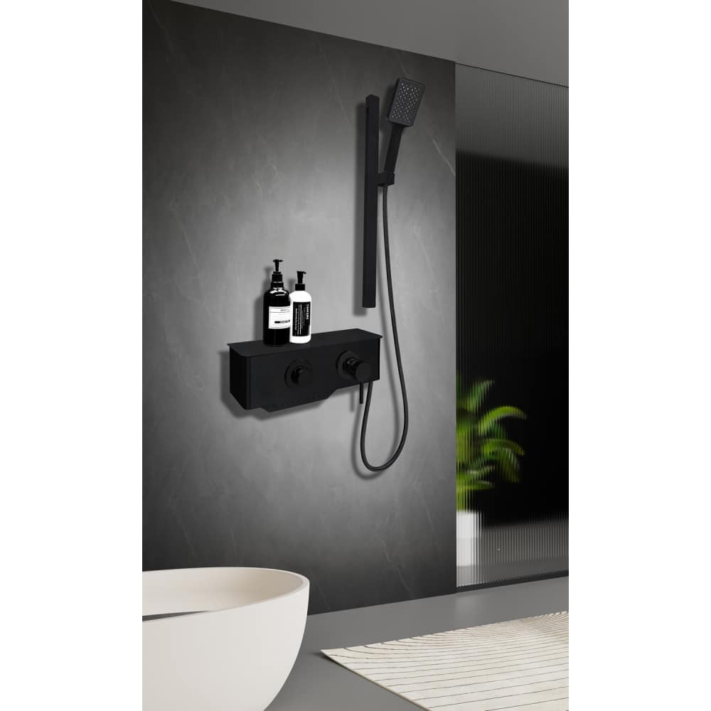 Panel de Dus Simplu, Negru Mat