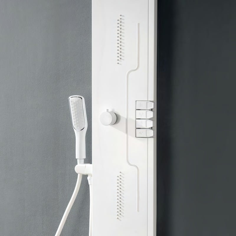 Panel de Dus Shark cu Efect de Ploaie si Jeturi cu Masaj, LED Incorporat, Alb
