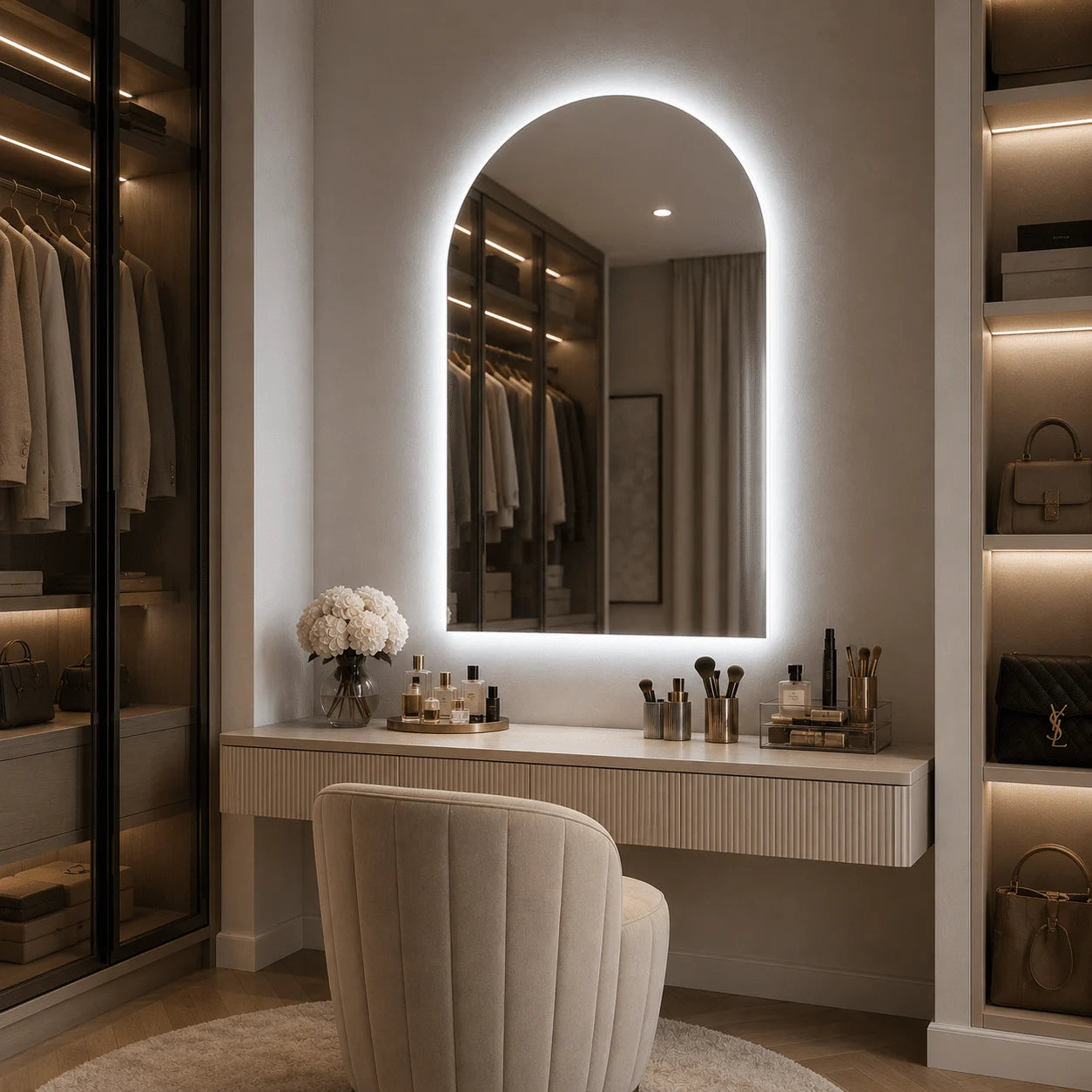 Oglindă LED Premium 75×80 cm, 3 Tipuri de Lumină – Calda, Rece, Neutra, Cu Buton Touch