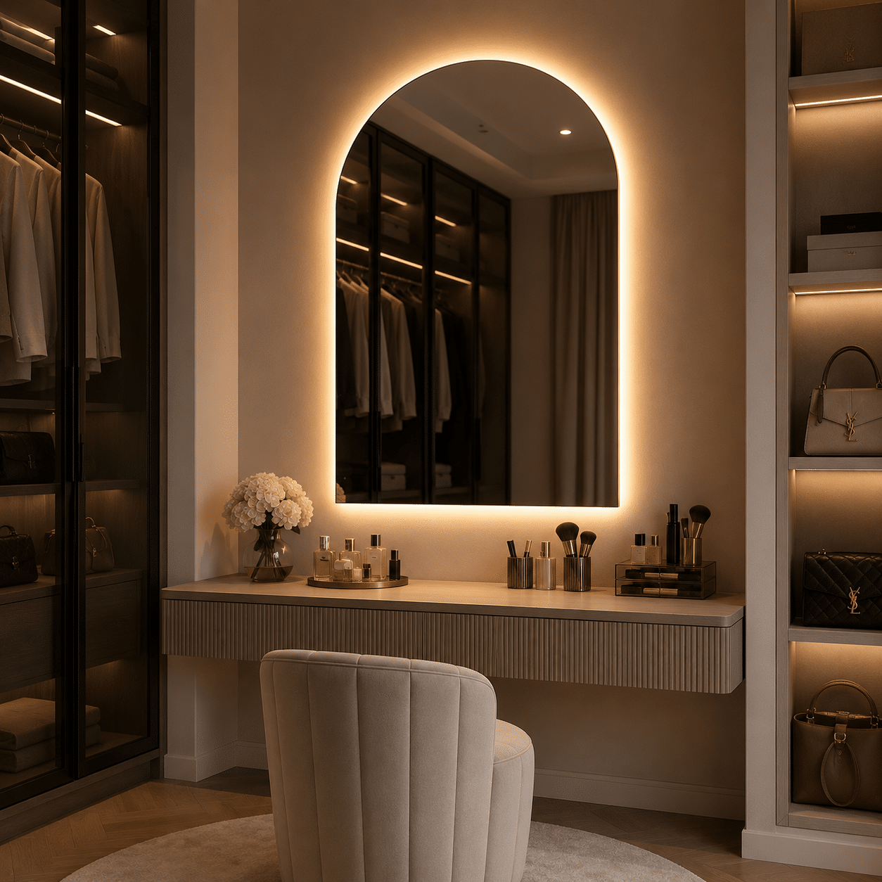 Oglindă LED Premium 75×80 cm, 3 Tipuri de Lumină – Calda, Rece, Neutra, Cu Buton Touch