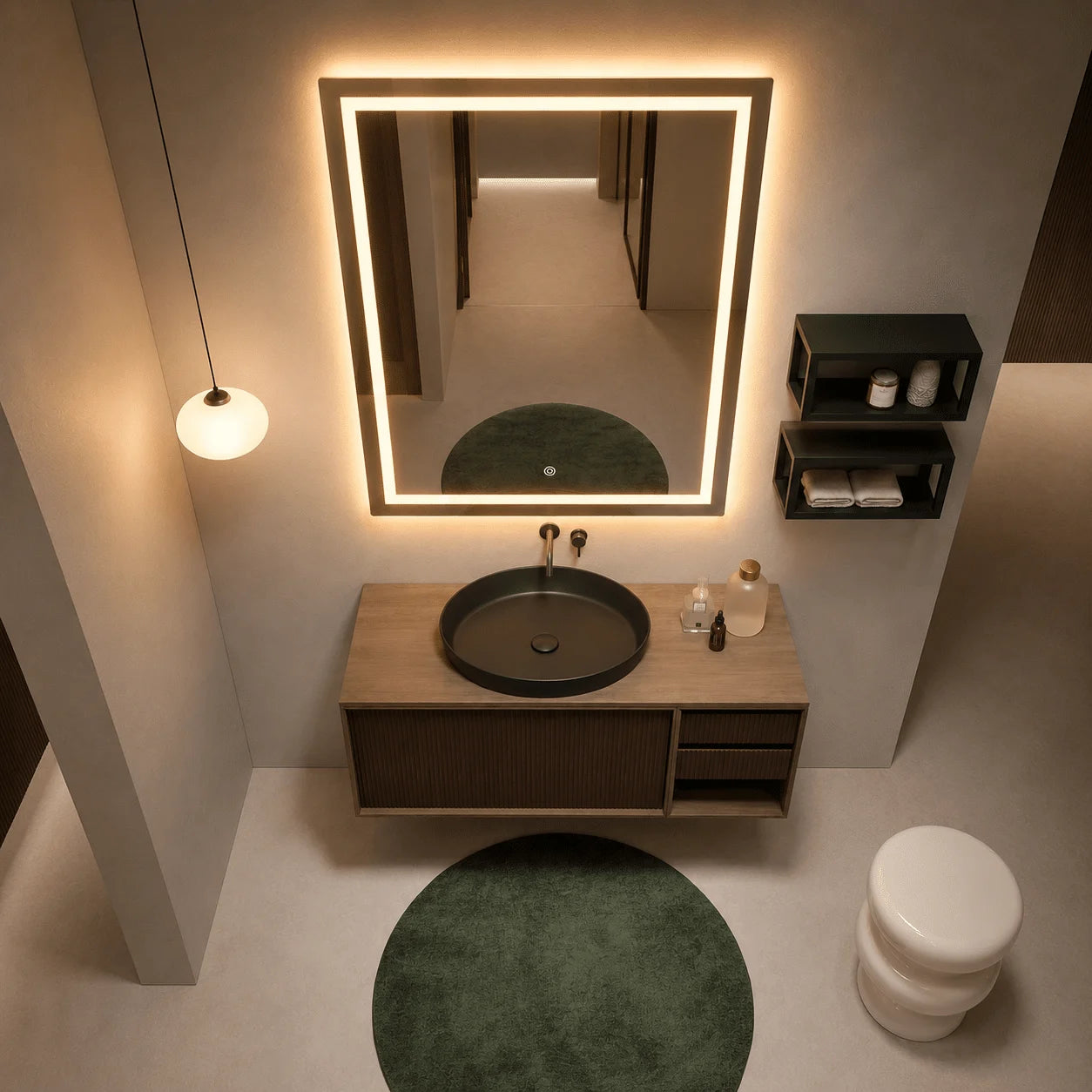 Oglindă LED Premium Dreptunghiulară, 60×80 cm, Iluminare Față-Spate, Dimabilă, Touch, Copper-Free